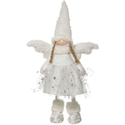 Atmosphera - Déco de Noël Poupée Ange blanc en jupe étoilée et bonnet h 42 cm - Feeric Christmas