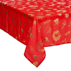 Nappe Rouge Imprimé Or 140 X 360 Cm - Feeric Christmas