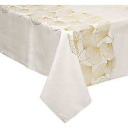 Nappe Blanc cassé motif Ginko Or 140 x 360 cm - Feeric Christmas