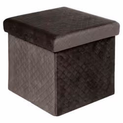 Pouf 31 x 31cm Pliant Velours Gris - FIVE
