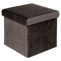 Pouf 31 x 31cm Pliant Velours Gris - FIVE