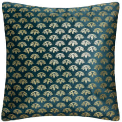 Atmosphera - Coussin Tropique velours bleu canard 40x40cm créateur d'intérieur