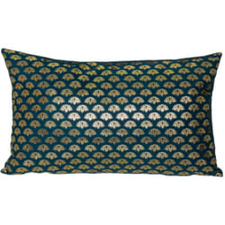 Atmosphera - Coussin Tropique velours bleu canard 30x50cm créateur d'intérieur