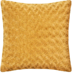 Atmosphera - Coussin fourrure bouclé jaune moutarde 45x45cm créateur d'intérieur