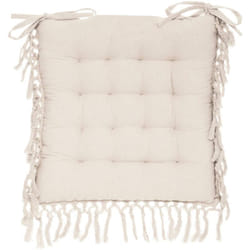 Atmosphera - Galette de chaise Macra en macramé blanc ivoire 40x40cm créateur d'intérieur