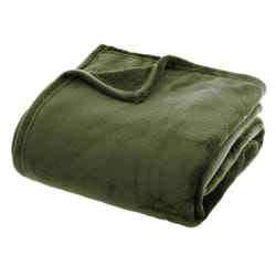 Atmosphera - Plaid flanelle vert kaki 130x180cm créateur d'intérieur