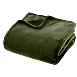 Atmosphera - Plaid flanelle vert kaki 180x230cm créateur d'intérieur
