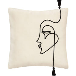 Housse de coussin visage en corde Ivoire 40x40 cm