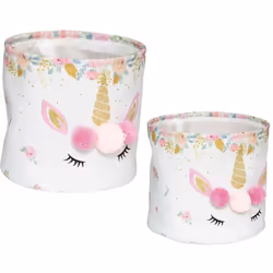 Ce lot de 2 paniers Licorne décorera la chambre de votre enfant à la fois tendance et fonctionnelle. Ils sont parfait pour ai ...