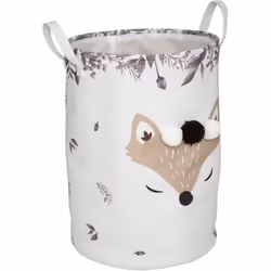 Bac à jouets en tissus avec motifs renard et pompons. 2 anses sur caque côté pour faciliter le transport. . Couleur : Multico ...