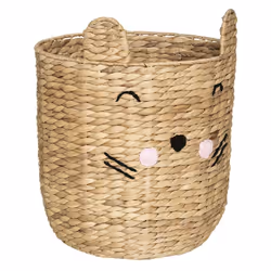 Panier de rangement XL oreilles Naturel Atmosphera Le grand panier en jacinthe tressée séduira les petits par son design de c ...