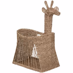 Panier en jacinthe tressée naturelle, en forme originale de girafe. L 60,5 x P 34 x H 78,5 cm. . Couleur : Marron. Matière: B ...