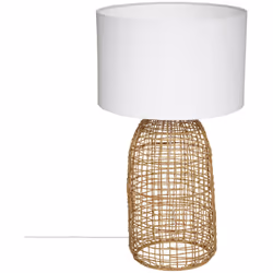 Lampe à poser en Rotin et Abat-jour Blanc H 55 cm - Atmosphera (-) Dimensions : D. 32 x H. 55 cm - Longueur câble : 150 cm -  ...