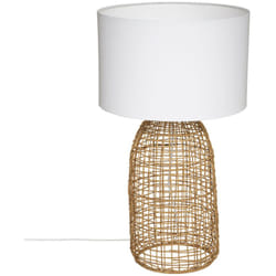 Atmosphera - Lampe à poser en Rotin et Abat-jour Blanc h 55 cm