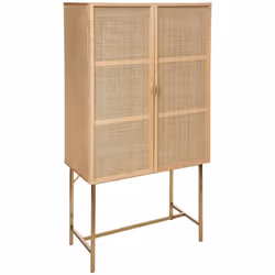 Description générale Buffet haut 2 portes 'Rayo' en cannage rotin, idéal pour ajouter une touche moderne et chaleureuse à vot ...
