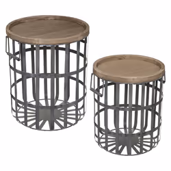 Vous êtes adeptes du style industriel ? Cet ensemble de deux petites tables en métal gris avec plateau en bois Facto est parf ...