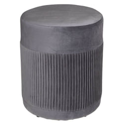 Atmosphera - Pouf en velours Nofy gris rond