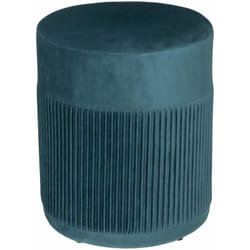 Atmosphera - Pouf en velours Nofy bleu canard rond