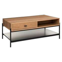 Table basse - Atmosphera - Simon - 2 tiroirs - Naturel et noir