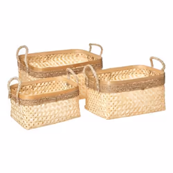 Lot de 3 Paniers de Rangement Corde 39cm Beige