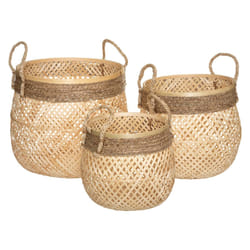 Paniers Bambou Corde Rond Nat x 3