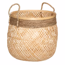 Paniers Bambou Corde Rond Nat x 3