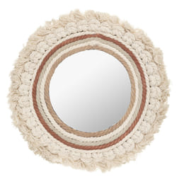 Miroir Mural Rond Design  Wonderly  40cm Beige