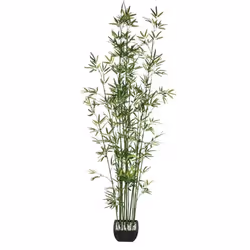 Plante Artificielle en Pot Bambou 183cm Vert & Noir