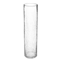 Vase Cylindrique Design Craquelé 40cm Transparent