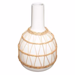Vase Design en Céramique Rotin 28cm Blanc