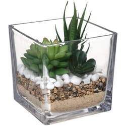 Atmosphera - Composition des plantes arificielles pot verre H12cm créateur d'intérieur