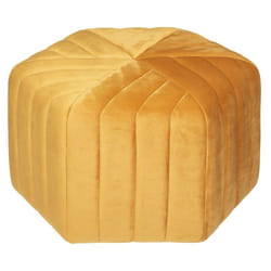 Atmosphera - Pouf velours Seis hexagonal ocre