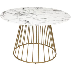 Table à manger Rayo blanc effet marbre doré D120cm Atmosphera créateur d'intérieur
