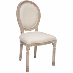 Chaise de table Beige Lin et pieds en Bois d'Hévéa - Atmosphera (-) Dimensions : L. 49 x P. 56 x H. 96 cm - Hauteur d'assise ...