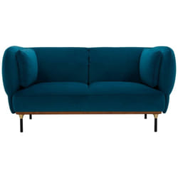 Canapé velours Isée 2 places bleu canard Atmosphera créateur d'intérieur