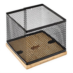 5five Pot à crayons en métal et bambou noir - Rangement bureau et fournitures de maison pour un espace organisé