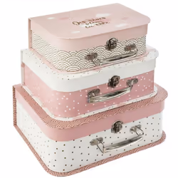 Misez sur le set de 3 valisettes "Douceur" Atmosphera for kids pour imaginer une décoration aux envies d'évasion dans la cham ...