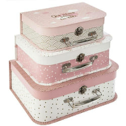 Atmosphera - Set de 3 valisettes Douceur rose L24 27 30cm créateur d'intérieur
