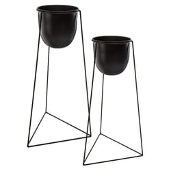 Lot de 2 Pots avec Support en Métal