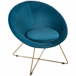 Description générale Le fauteuil 'Evan' en velours bleu canard de la marque Atmosphera allie élégance et confort. Avec sa for ...