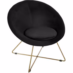 Description générale Le fauteuil en velours noir 'Evan' d'Atmosphera allie élégance et confort. Avec sa forme ronde et ses pi ...