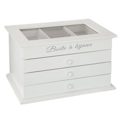 Boîte à Bijoux 3 Tiroirs Blanc