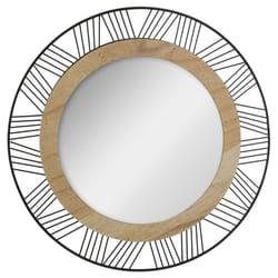 Miroir Rond en Métal & Bois  Joe  45cm Noir