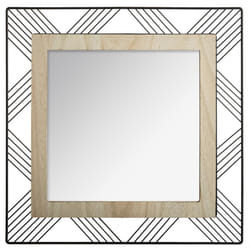 Miroir Carré en Métal & Bois  Joe  45cm Noir