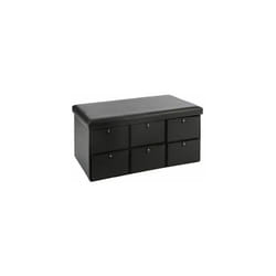 Atmosphera - Pouf pliable 6 tiroirs - l 76,5 x l 38 x h 38 cm - Noir - Livraison gratuite