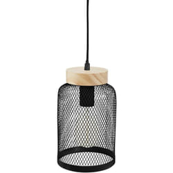 Atmosphera - Suspension luminaire en métal et Pin 'Zely' - Noir - d 15 cm - Livraison gratuite