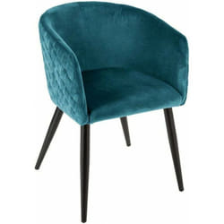 Atmosphera - Fauteuil en velours Marlo - Bleu canard - l 56 x h 76 cm - Livraison gratuite