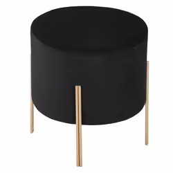 Pouf Design en velours Living - Noir - D 34 x H 40 cm