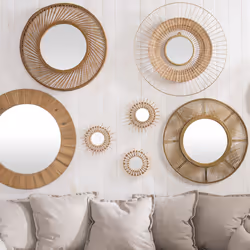 3 Miroir Rotin Soleil Diamètre 28