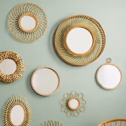 Miroir Rotin Rond Diamètre 38